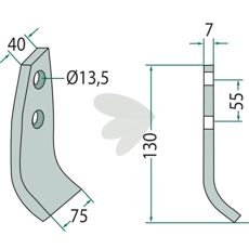Slagkniv Taarup 75X130mm med hul 13,5 mm, perfekt til kraftig skæring.