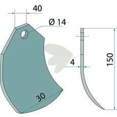 Slagkniv Taarup med hul 14 mm, fremragende ydeevne til landbrugsmaskiner.