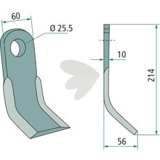 Kraftfuld Y-slag Tierre, dimensioner 60X214mm og hul på 25,5mm, til effektiv brug.