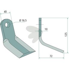 Y-slag Tierre 40X125mm med et hul på 16,5mm, perfekt til præcist arbejde.