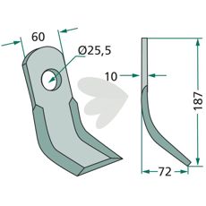 Y-slag Tortella 60X187mm, hul på 25,5mm, konstrueret til effektiv skæring og slibning.