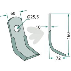 Stærk Y-slag Tortella 60X160mm med 25,5mm hul, fremragende til tunge opgaver.