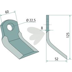 Y-slag Tortella 22,5mm, 125mm lang, god til præcisionsarbejde i landbrug.
