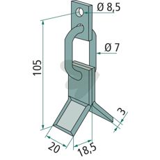 Y-slag 15,5X105mm med hul på 8,5mm, perfekt til specifikke opgaver i landbrug.
