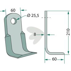 Professionel vinkelskniv, perfekt til præcise skærearbejder og landbrugsbrug.