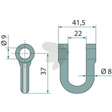 Sjækel Terranova 41,5mm, stærk konstruktion til sikker forbindelse og støtte.