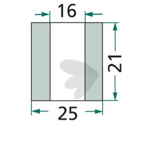 Bøsning til Votex med dimensionerne 21X25mm og et hul på 16mm, ideel til maskinreparation.
