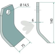 Ugeløse slagkniv med hul på 14,5 mm, perfekt til effektiv skæring og bearbejdning.