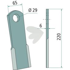 Effektiv slagkniv med hul på 29 mm fra Ugeløse, ideel til landbrugsmaskiner.