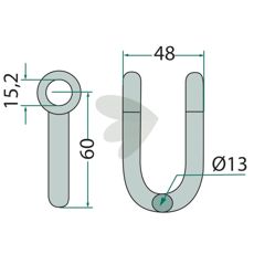 Sjækel fra Noremat og Rousseau, mål 48mm, for at sikre holdbarhed i maskiner.