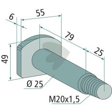 M20 skrue 10.9 til pålidelig montering, standard 1,5 mm.