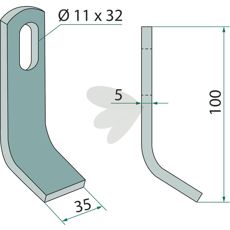 Votex slagkniv, hul 11x32mm, designet til forskellige jordforhold.