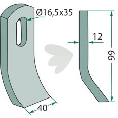 Herder slagkniv 40x95mm, hul 16,5x35mm, til kraftfuld skæring.