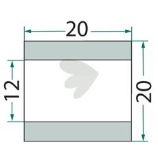 Bøsning til Votex slag, 20x20mm med hul 12mm.