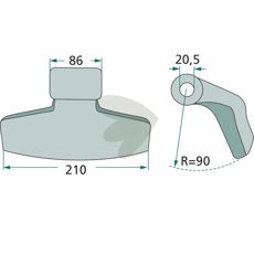 Hammerhammer 20,5 mm til traktorer og landbrugsmaskiner, med høj kvalitet.