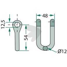 Sjækel Ferri 48mm, ideel til sikre forbindelser inden for byggeri og landbrug.