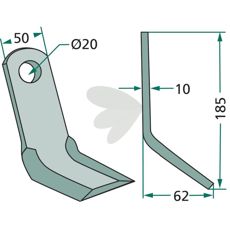 Y-hammer Zappator med hul 20mm, pålidelig detalje til maskinreparationer.