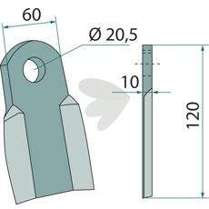 Kniv 10X25, 5X60, ideel til præcis skæring i landbrug og industri.
