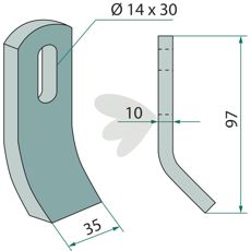 Y-hammer Votex 12,5x32,5mm, robust del til landbrugsmaskiner og redskaber.