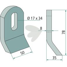 Y-hammer Zappator 17X34mm, pålidelig del til effektiv drift af traktorer.