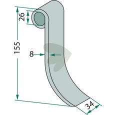 Slagkniv Falc 26 mm, perfekt til kraftig skæring i landbrugsapplikationer.