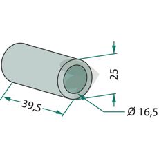 Bøsning til slagler Bomford 25X39,5mm, hul 16,5mm, for pålidelig ydeevne.