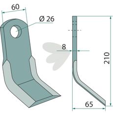 Y-slagler Peruzzo med 26mm hul, fremragende til præcision i landbrugsskæring.