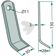 Y-slagler til Kverneland og Maletti med 11mm hul, perfekt til anvendelse på marken.