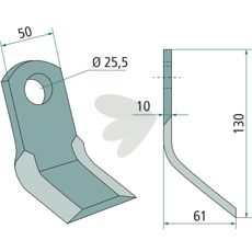Y-slagler OMARV 50X130mm, hul 25,5mm, for professionelle krav i landbruget.