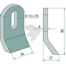 Slagkniv Palladino med hul til præcis pasform og holdbarhed i brugen.