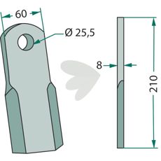 Lige kniv designet til Maschio, perfekt til jordbehandling med holdbarhed.