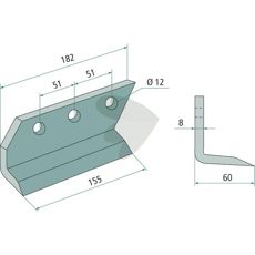Kniv S/25 A til grøftfræser, væsentlig for vedligeholdelse af grønne områder.