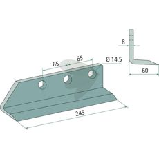 Kniv S/65 A til grøftfræser, sikker og pålidelig til udendørs brug.