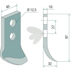 Kniv til flere AFR-grøftfræsere, sikrer høj kvalitet ved gravning.