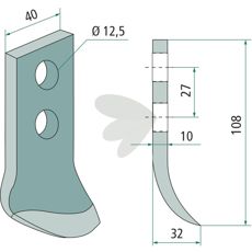 Kniv til AFR/2R grøftfræser, optimal til skæring og gravning.