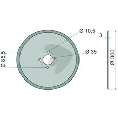 Glat tallerken Ø 300 X 3 mm, holdbar og effektiv til dine landbrugsbehov.