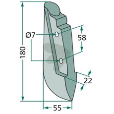 Såskær 22X180mm til Kverneland, optimerer såsåd.