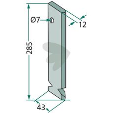 Såskær for Fiona med dimensioner 43x285mm, konstrueret for effektivitet.