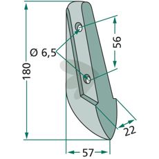 Såskær 22X180mm med 6,5mm hul, passer Sicma og mere.