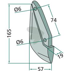 Såskær 165mm med 6mm hul, beregnet til Rabe og Sulky.