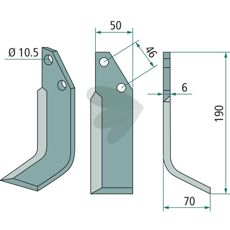 Adriatica jordfræserkniv 46mm, optimeret til jordfræsning og jordbearbejdning.