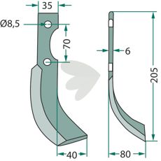 Adriatica jordfræserkniv 70mm, effektiv til at bearbejde forskellige jordtyper.