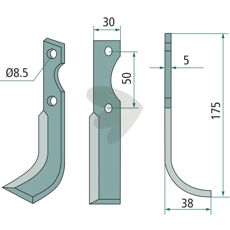 Adriatica jordfræserkniv 50mm, perfekt til små områder og havearbejde.