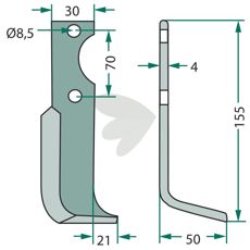 Agria jordfræserkniv 70mm, designet til effektiv og præcis jordbearbejdning.