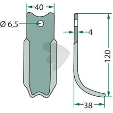 Fræsekniv til Agria, et hul 6,5mm, ideel til smalle og præcise jordarbejdsopgaver.