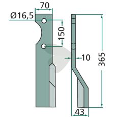 Alpego rotorharetand med 150mm c-c og 16,5mm hul.