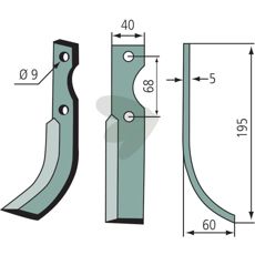 Jordfræserkniv Z3, pålidelig til effektiv jordbearbejdning.