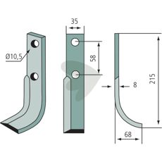 Jordfræserklinge til Bertolini/Nibbi, c-c 58mm, sikrer effektiv og præcis jordbearbejdning.