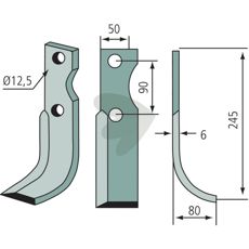 Jordfræserklinge til Bertolini og Nibbi, c-c 90mm med hul 12,5mm.