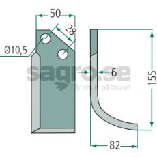 Jordfræserklinge til Bertolini og Nibbi, c-c 28mm med hul 10,5mm.